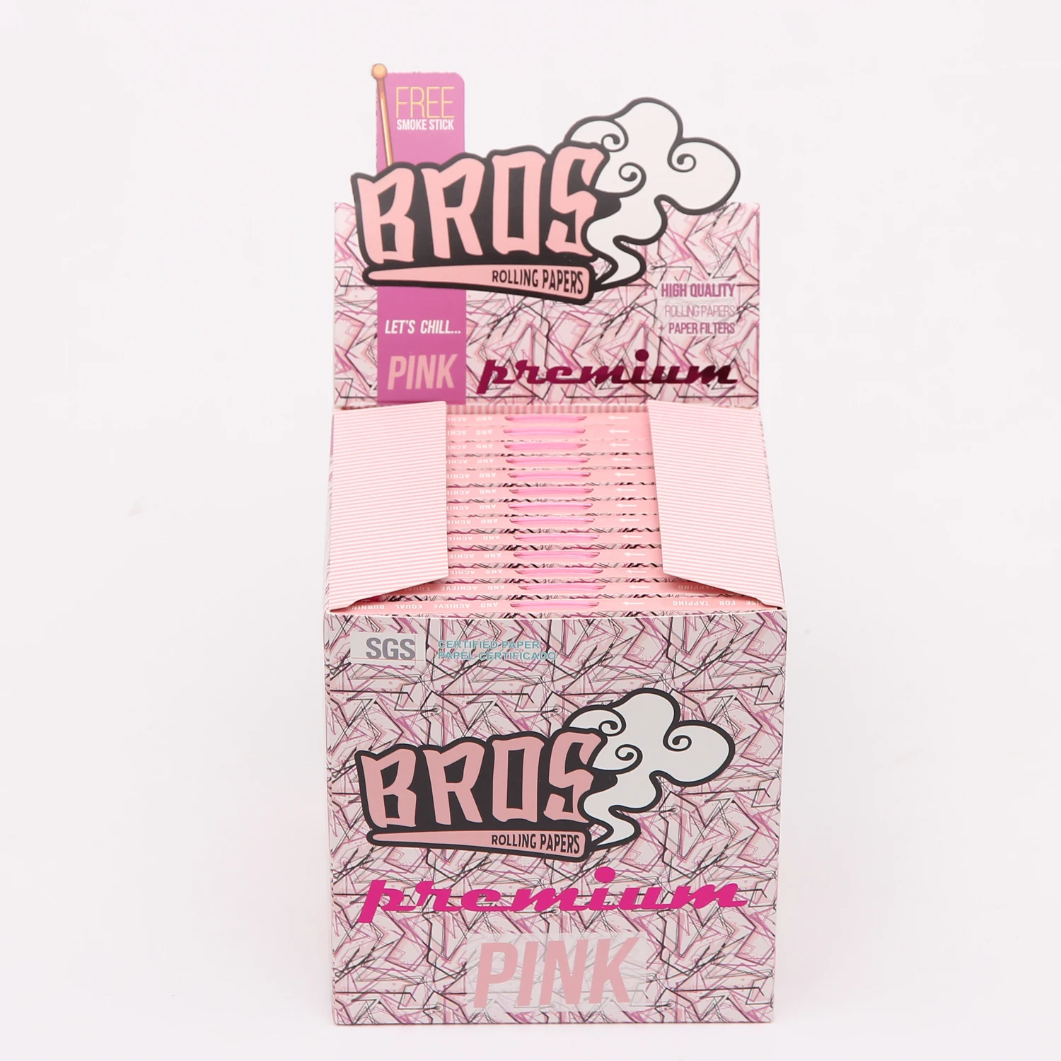 bros custom pink king size slim tobacco rolling paper smoking rolling paper tips filters