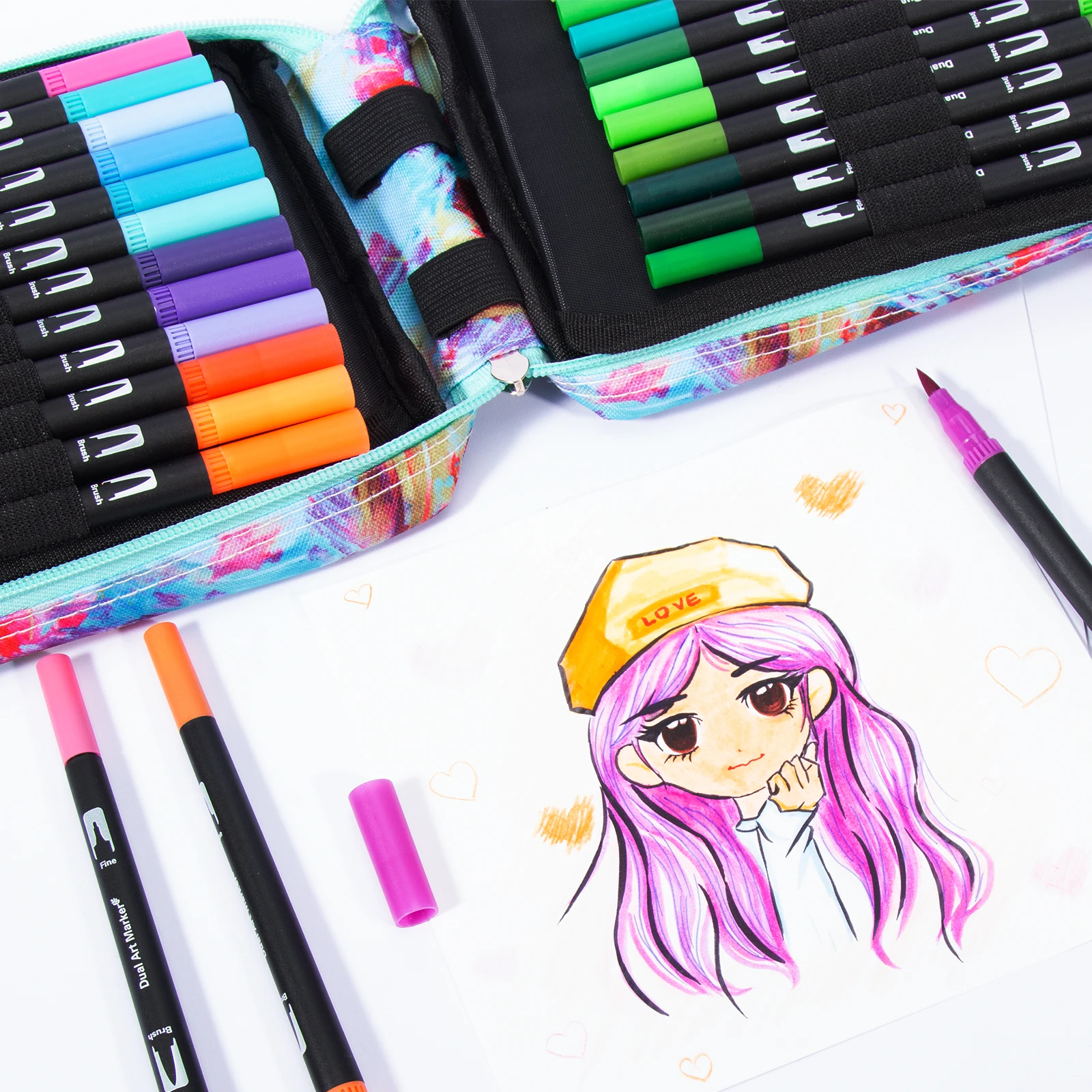 Fine Point and Brush Tip 72colors  Dual Brush Marker Pens