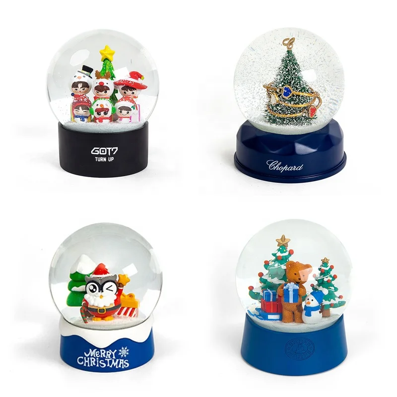 Custom Large  Christmas Resin Charms Glass Snow globe Logo Customized Snow globe Durable High Quality For Holiday Decoration