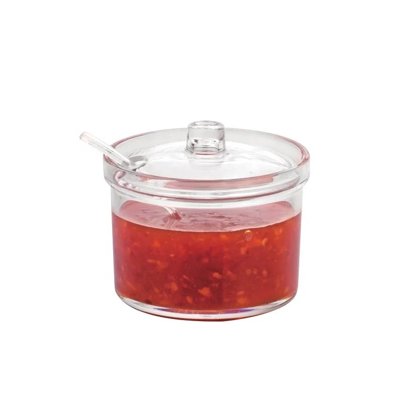 Acrylic Salt Sugar Pepper Condiment Container with spoon Kitchen Cruet for home and restaurant use
