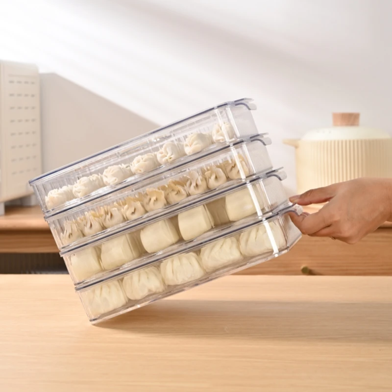 2023 new design food grade PET fridge silicone dumpling crisper box storage box