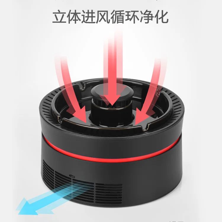 Smart Automatic detect to running and stop smokeless active carbon filter and negative ion for air purifier ashtray
