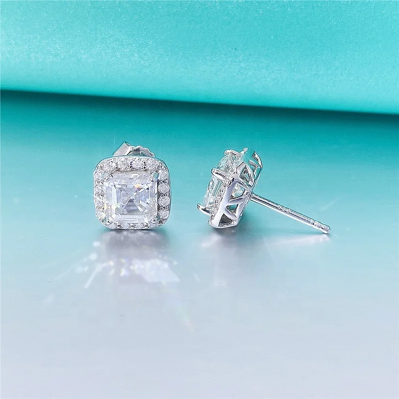 wholesale vvs moissanite diamond earrings unisex silver gold jewelry round cut ear studs fine jewelry earrings