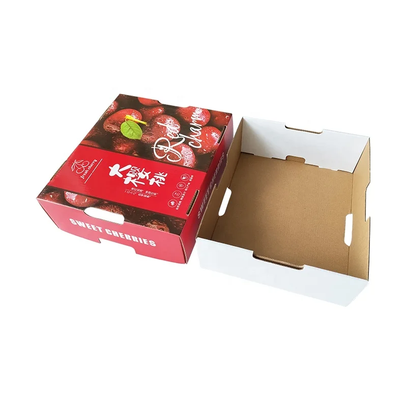 Wholesale Exquisite Printed Cherry Packaging Fruit Box Folding Lid and Base Style Boxes for Fruit and Vegetable Big Capacity Box