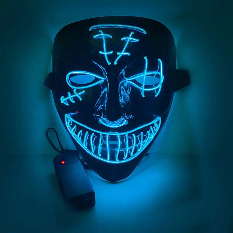 Hot Selling Halloween Led Light Up Scary Neon EL Wire face Mask LED Glowing Purge cosplay mask