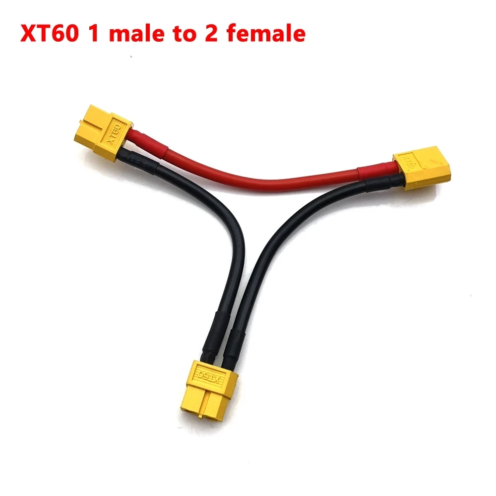 T plug XT60 XT90 Parallel Battery Connector Male/Female Cable Dual Extension Y Splitter 2/3Way Silicone Wire for RC Battery