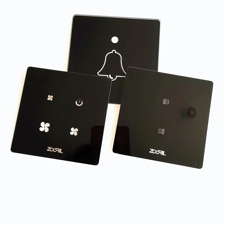 electronic Smart door lock touch panel silk printing tempered glass touch switch toughened glass panel