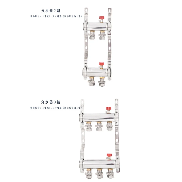 SANIPRO OEM ODM 2 to 12 Ports Stainless Steel Water Separator Radiant Underfloor Heating Water Distribution Manifold Set