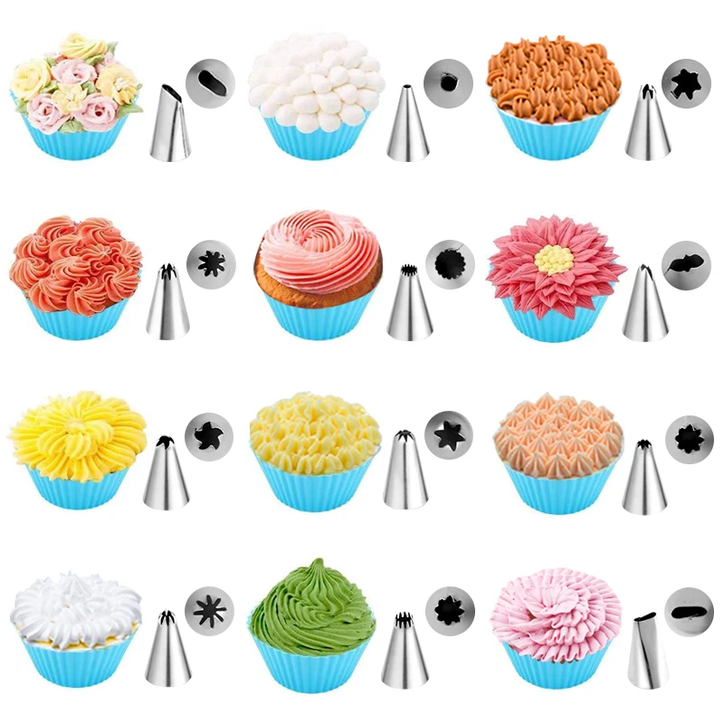  Free Sample Stainless Steel Russian Cake Turntable Icing Nozzles Tips Decorating Tools