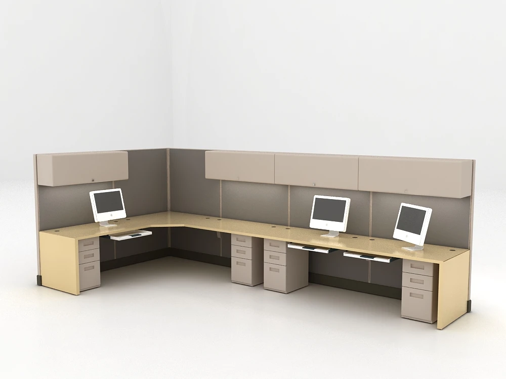 LCN Contemporary Style Modern Office Cubicle for 4 People Glass and Wood MDF Office Partitions with Free Planning