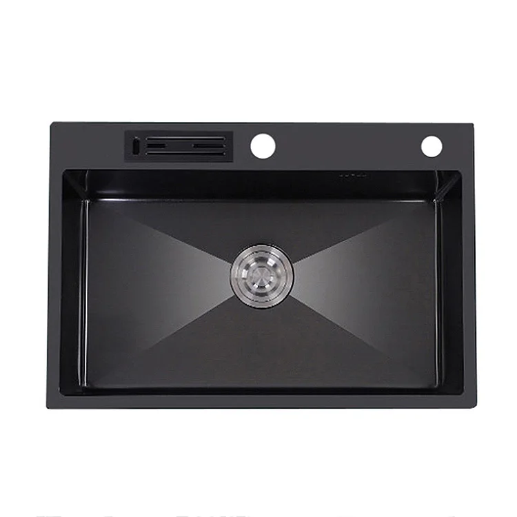 Европейская дизайнерская фабрика, оптовая продажа, кухонная раковина ручной работы, квадратная одинарная чаша, кухонная раковина из нержавеющей стали, черная раковина