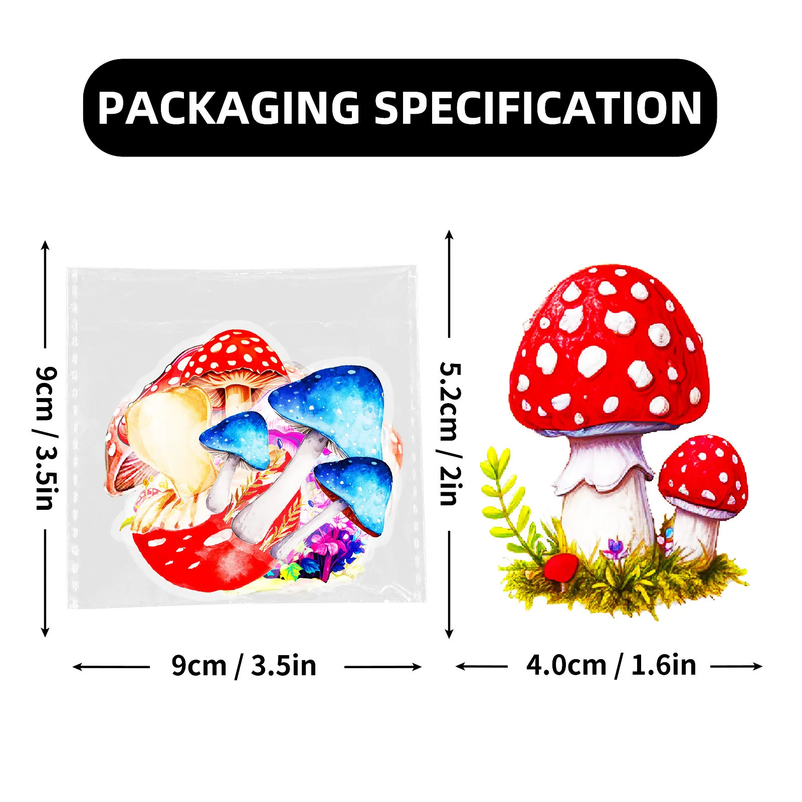50 Pcs various mushroom PET stickers creative mushroom themed tent decoration stickers waterproof retro plant mushroom stickers