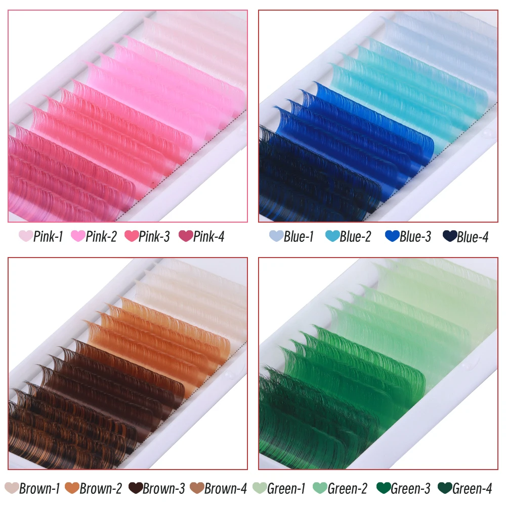 Brown Colour Colored 0.02 30mm Lash Extension Tray d Curl .03 25mm Premade Color Tray Colourful Hair Very Thin Eyelash Extension