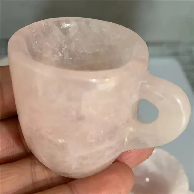 New arrivals 2 inch carved crystals crafts  healing stones natural rose quartz cup for home decoration