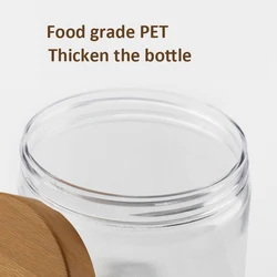 Wood grain lid transparent  candy bottle Jam food jars plastic storage  Nut bottle honey jars