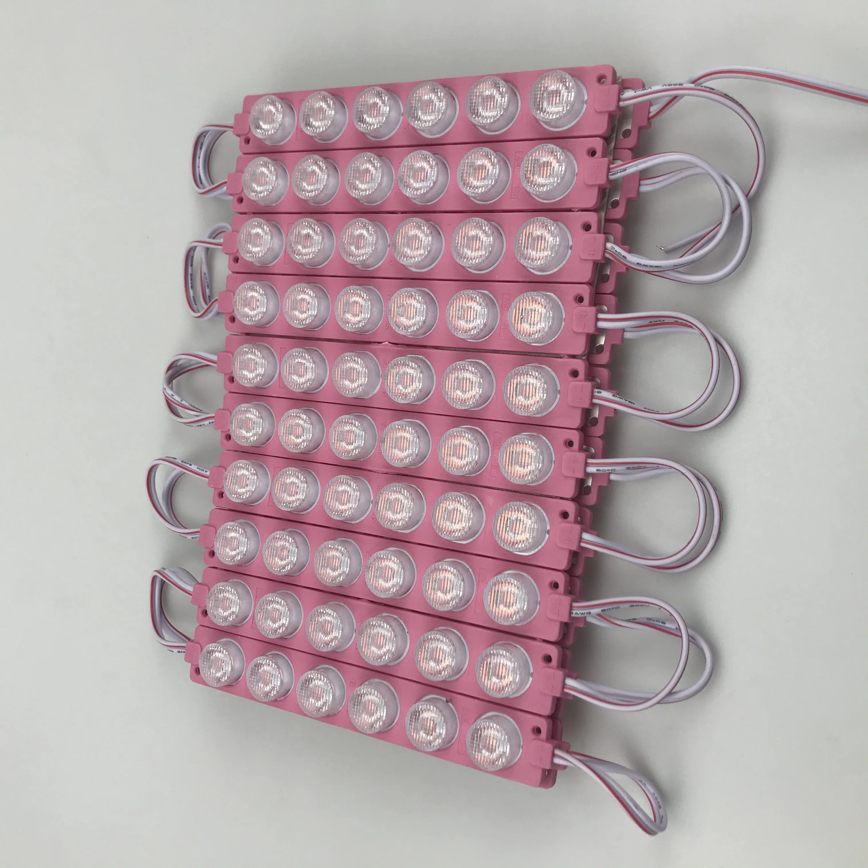 Waterproof IP67 6 Led SMD 3030 Led Module Injection Light with Lens Colorful PCB Red blue pink  white color