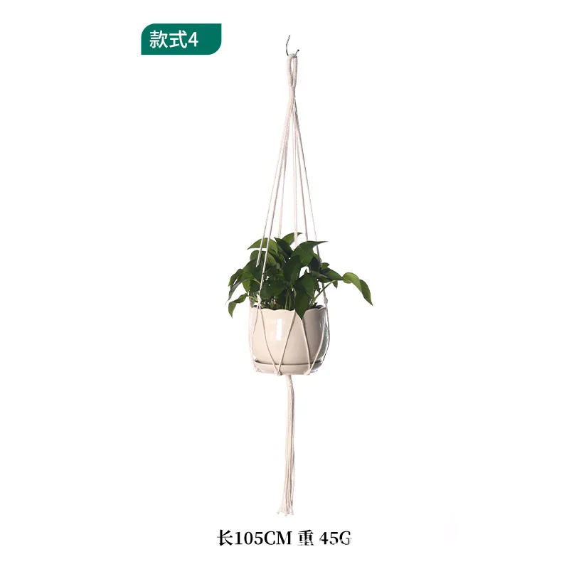 Hand Woven cotton and linen gardening green plant net bag Indoor & outdoor Macrame Plant Hanger Home Decoration