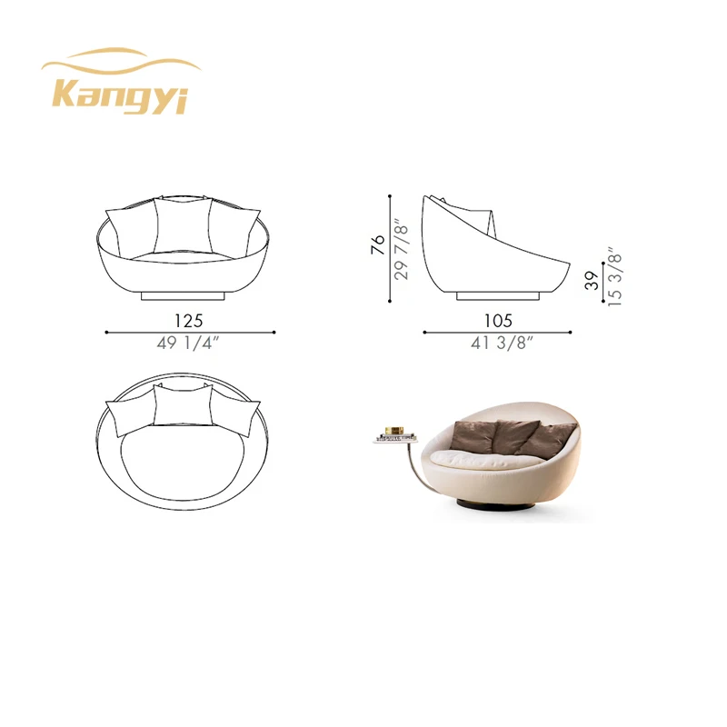 Italian Light Luxury Down Round Fabric Sofa Oval Lazy Personality Multifunctional Furniture Sofa Set