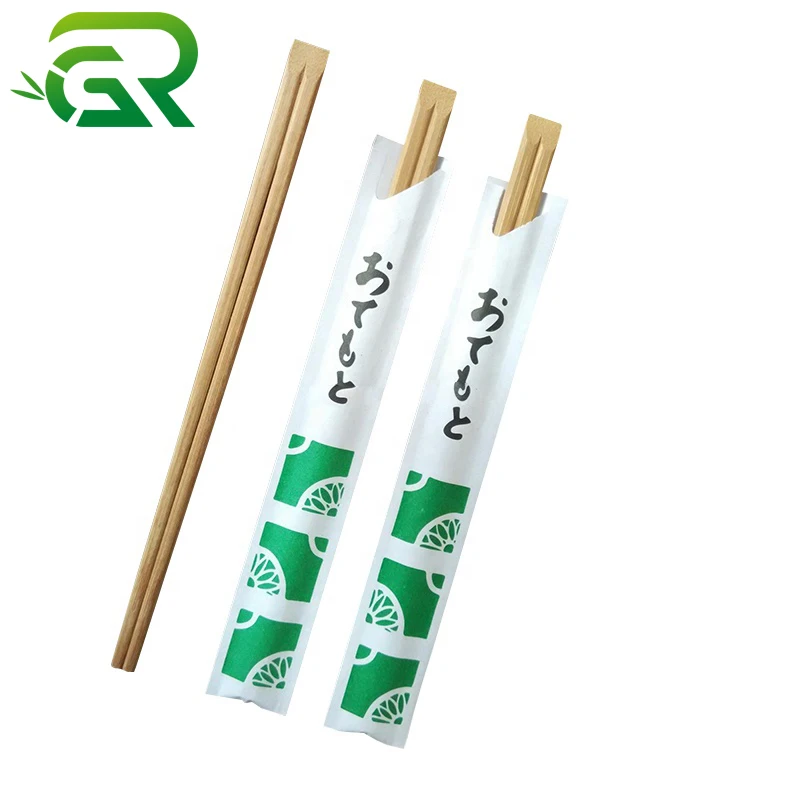 Engrave Logo Custom Eco Friendly Natural Twin Bamboo Sushi Disposable Chopsticks With Paper Package
