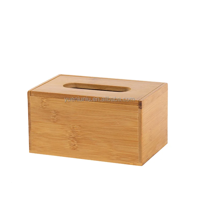 Wholesale square Bamboo Wooden Tissue Box Eco Friendly Durable Wood Tabletop Holder Boxes for Paper and Tissues Minimalist