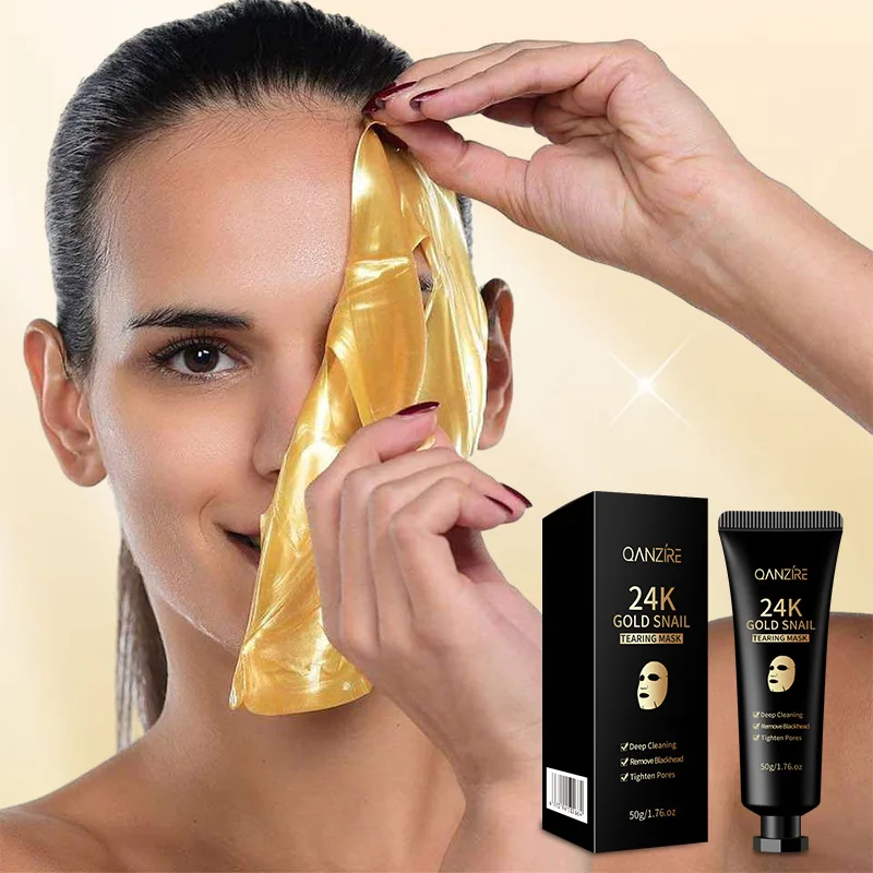 Double V Face Facial 24K Gold Foil Snail Tear Peel facial mask Peel Mask Deep Cleaning Smear facial
