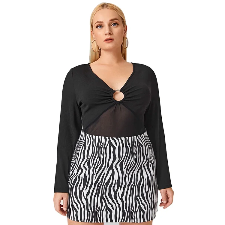 
Long Sleeve Wrap Black Organza Aesthetic Lace Plus Size Korean Basic Crop Top Women 