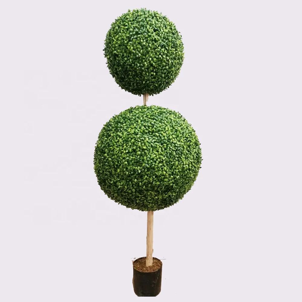 Artificial Plants and Flowers Milan Double Single Triple Ball  Boxwood Topiary Tree in Plastic Pot for Home Decoration