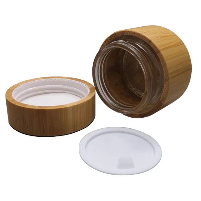 factory new 2022 Professional Manufacture Premium Quality Eco-friendly Cosmetic Face Cream Jar Bamboo Glass Jar Wooden Lid