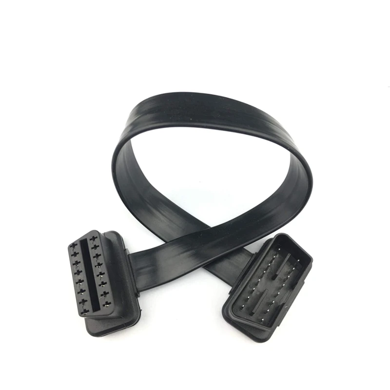 New 30/60/100cm Flat Thin 16Pin OBD 2 Extender OBD2 16 Pin ELM327 Male To Female Adapter Elbow OBDII Extension Connector Cable