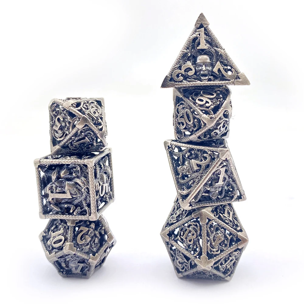 Golden Thorn flora DND Metal dice Set polyhedral Large RPG case dice d&d Starter Set Tray Tower Bag Holder Role Playing dice