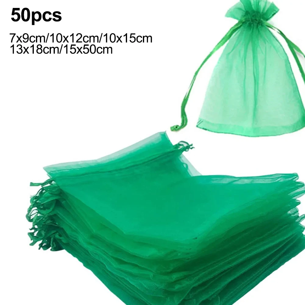 Garden Plant Fruit Protect Drawstring Net Bag Mesh Against Pest Bird For Trees Garden Cover Mesh Bags