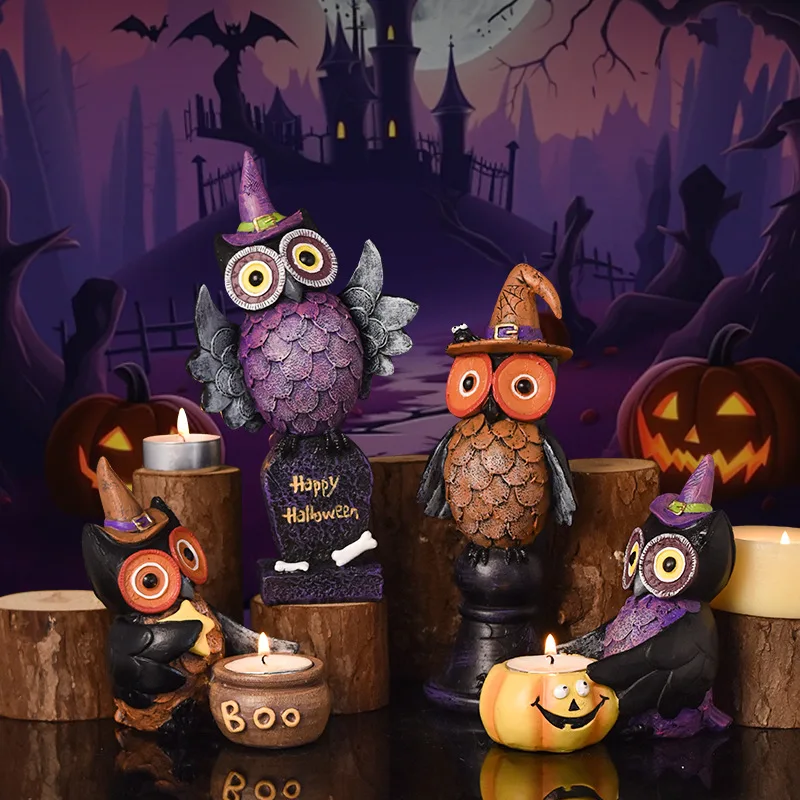 Custom creative Halloween Skulls Human Skeleton Head figurine ghost pumpkin statue Haunted House ornament Bar Halloween decor