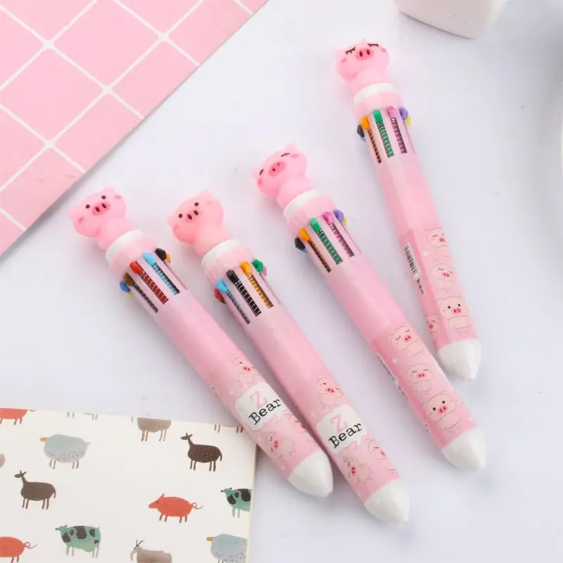 
Multicolor Ballpoint Pen School Office Supply Gifts Stationery 10 Colors Ball Pen Kawaii Plastic Pen for Gift 