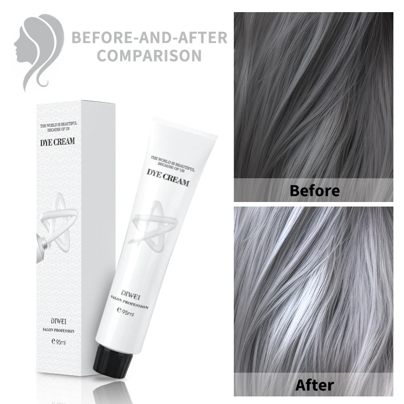 Diwei Hair Dye Light Gray Hair Color Quickly Dyes And Fixes Color Lasting Effectively Fashion Whitening Hair Coloring Cream