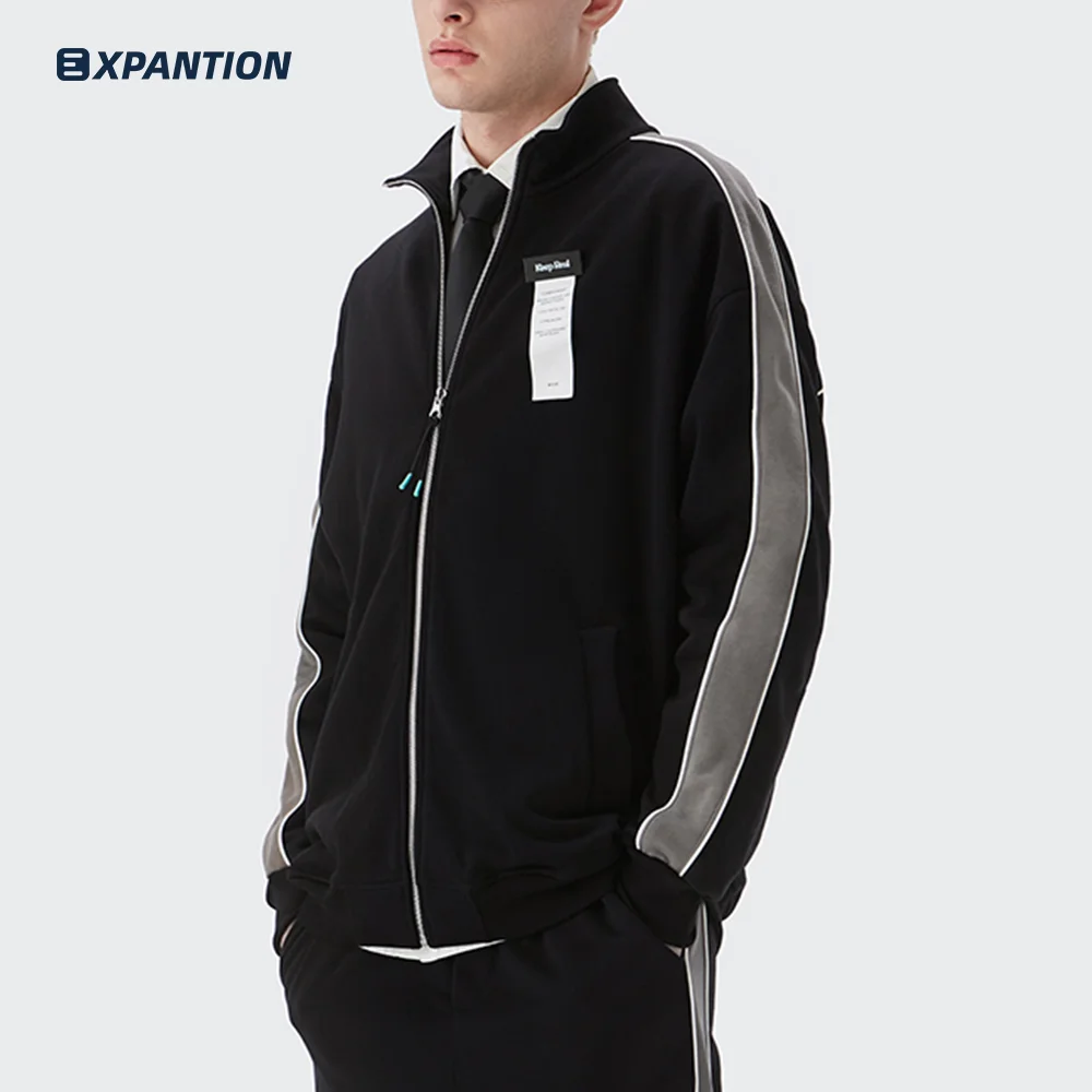 EXP wholesale streetwear hiphop loose casual 330gsm french terry reflective sport hooded winter fleece squid game men jacket