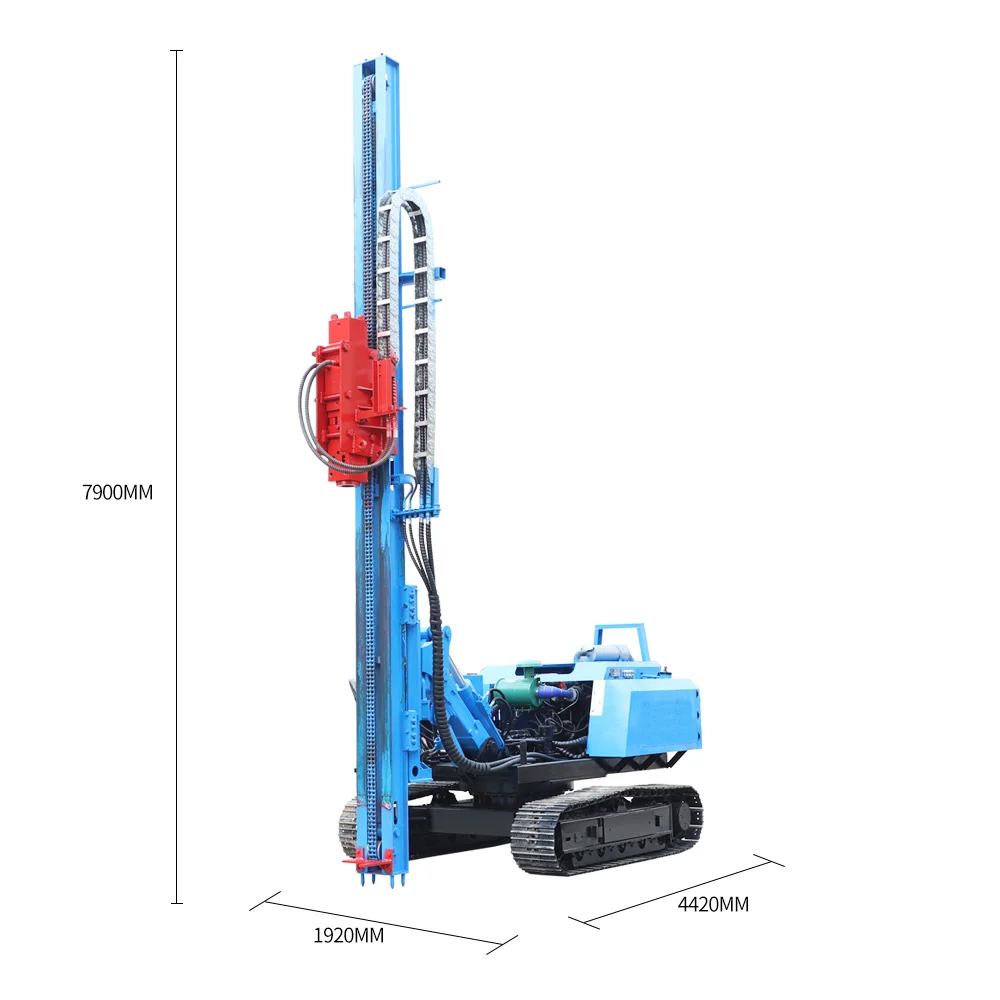 Solar power photovoltaic crawler ground drilling pile driver machine