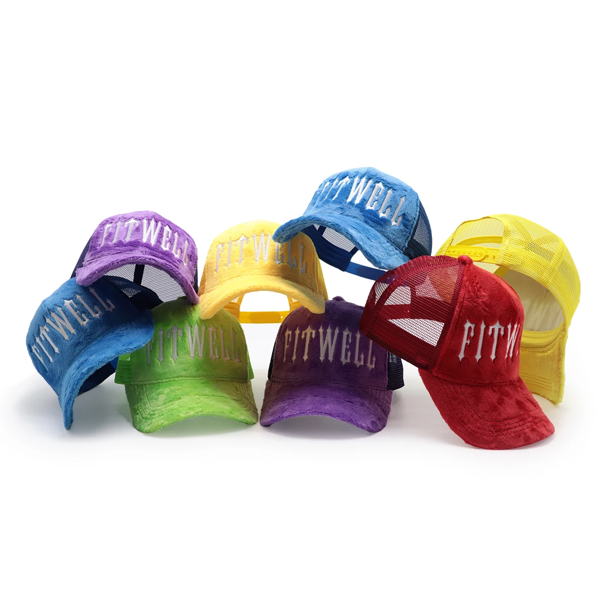 5 панельных пушистых вышитых логотипов, Кепка-тракер, вышитая сетка, пользовательская бархатная Кепка-тракер