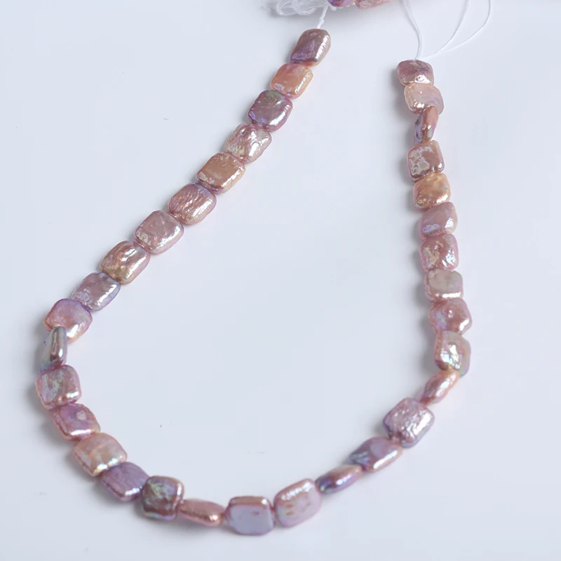 Hot Selling 12*12mm Purple Square Baroque Pearl DIY Accessories Natural Freshwater Loose Pearl Strand