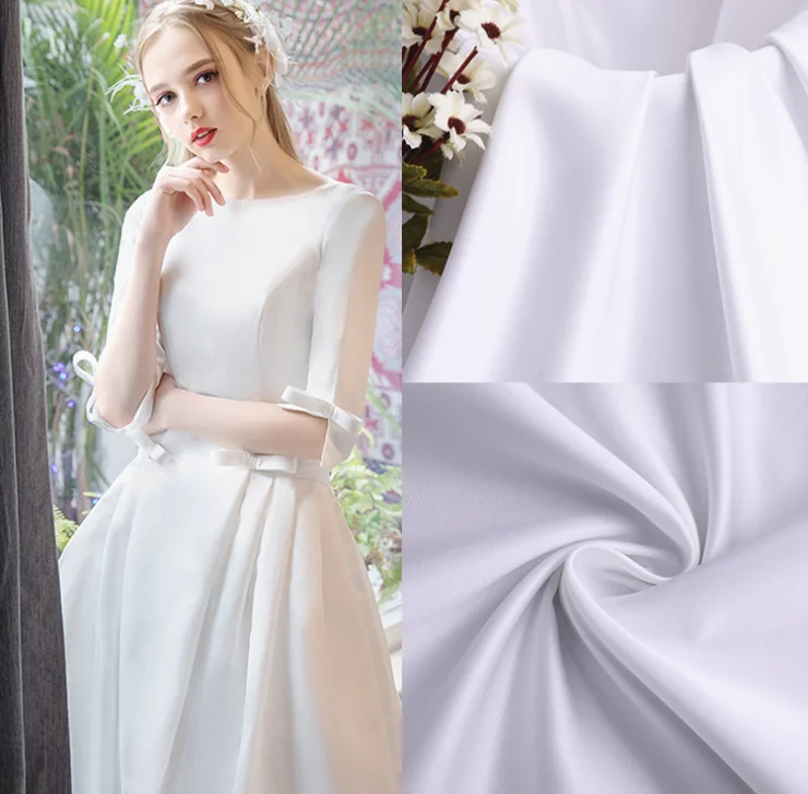 Danlu Textile Wholesale Stretch Royal Duchess Bridal Satin Fabric for Wedding Dress 100% Polyester Satin Fabric