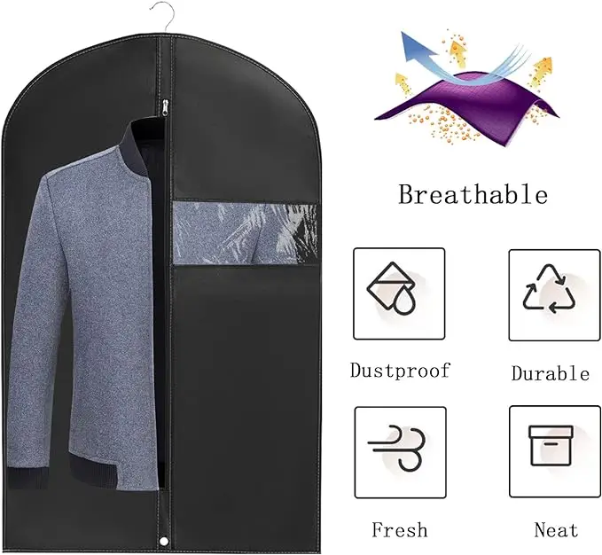 2024 Custom Logo Zipper Pocket Oxford Fabric Non Woven Garment Bags for Dress Duffel Travel Carrier Suit Cover