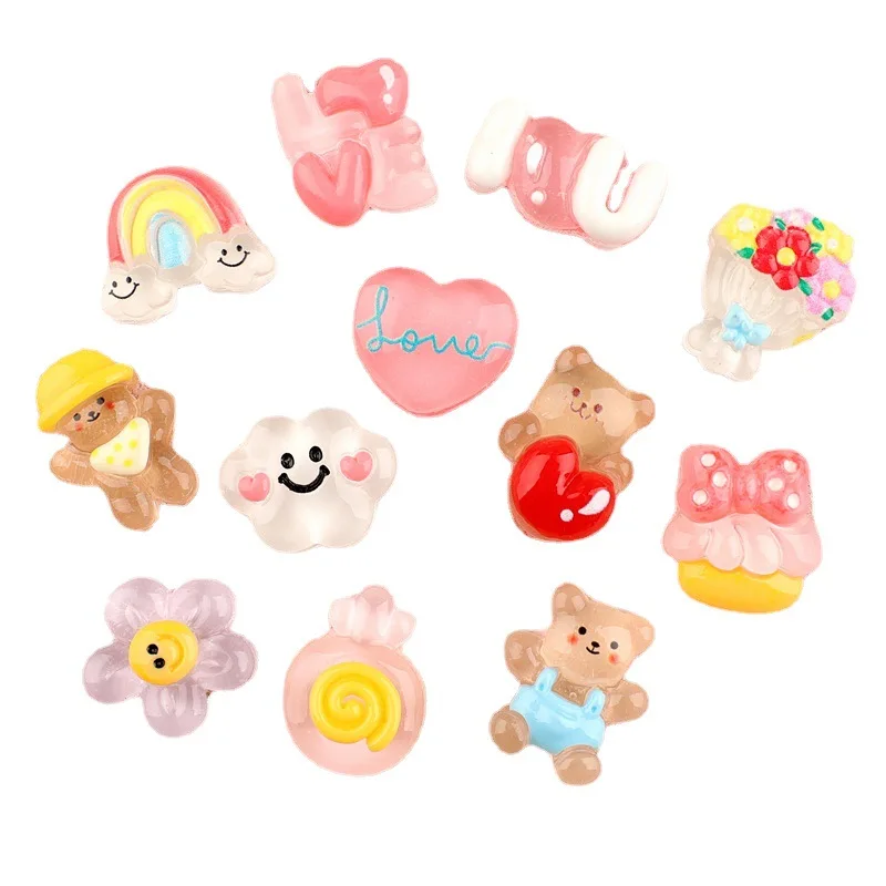 100pcs lovely hot sale new cabochon flat back bear candy mold cute resin accessory