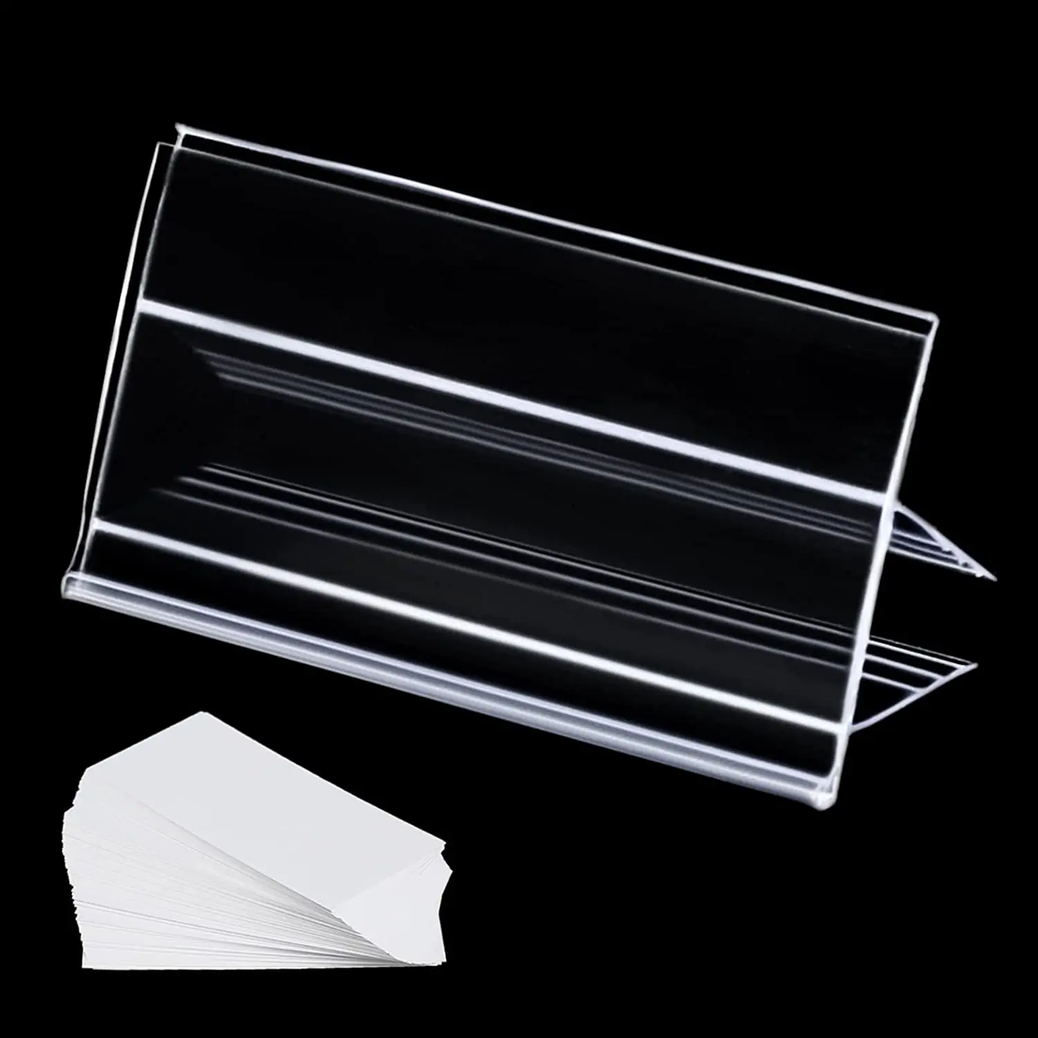 Plastic Price Tag Holder and Wood Shelf Label Holder