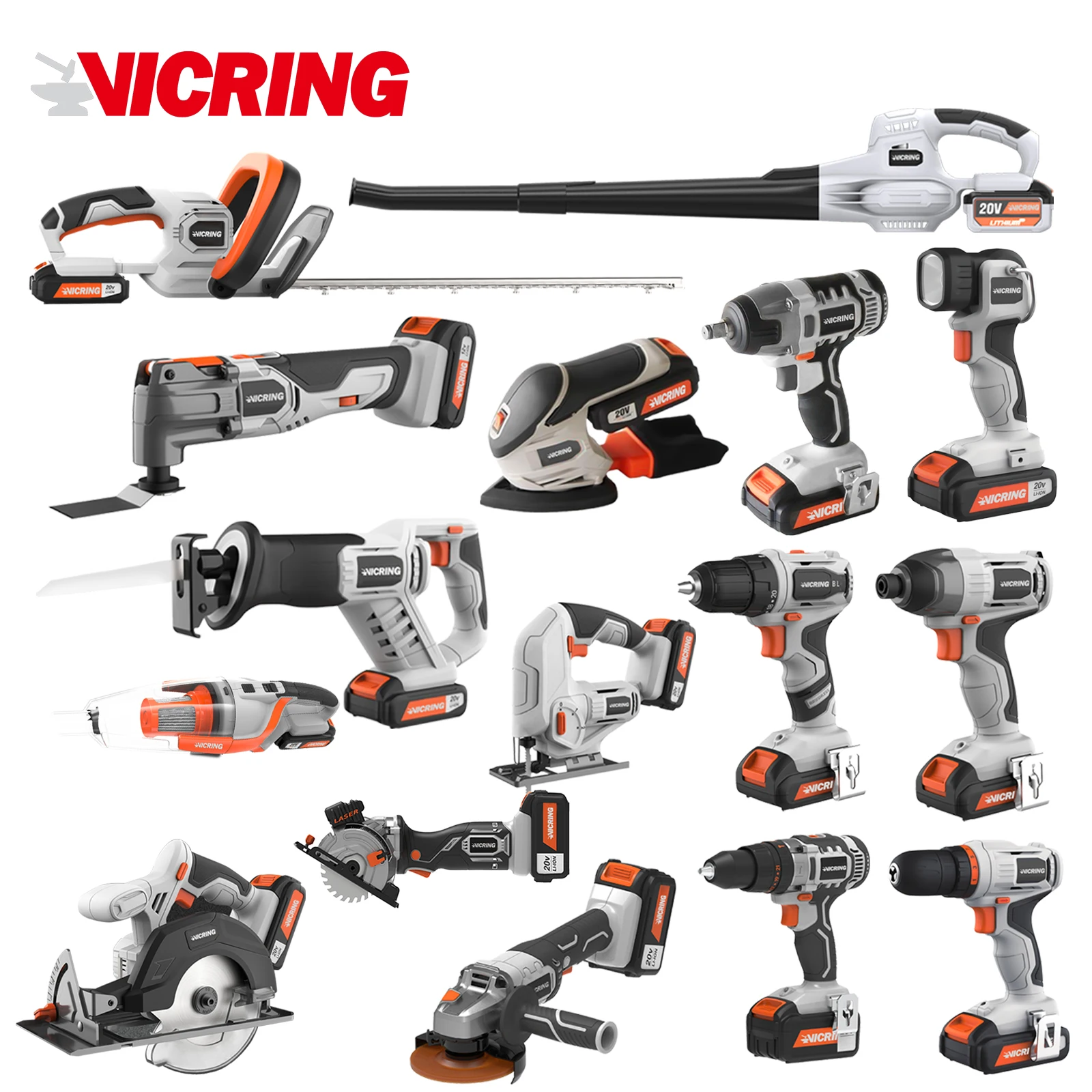 VICRING Big Surprise !!!Combo Power Tool Set Brushless Drill Cordless Tool Kits Power Tool Combo Kits Easy-to-use