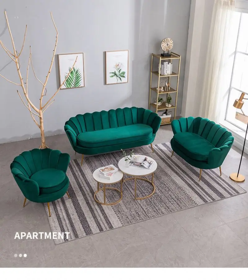 Classic Nordic Modern Simple Couch Furniture Salon Living Room Combination Comfortable Velvet Sectional Sofa Set