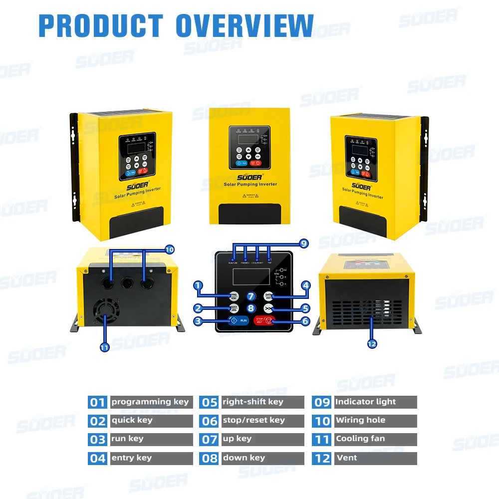 Suoer high quality 220v 2.2kw 3hp solar water pump inverter with load test