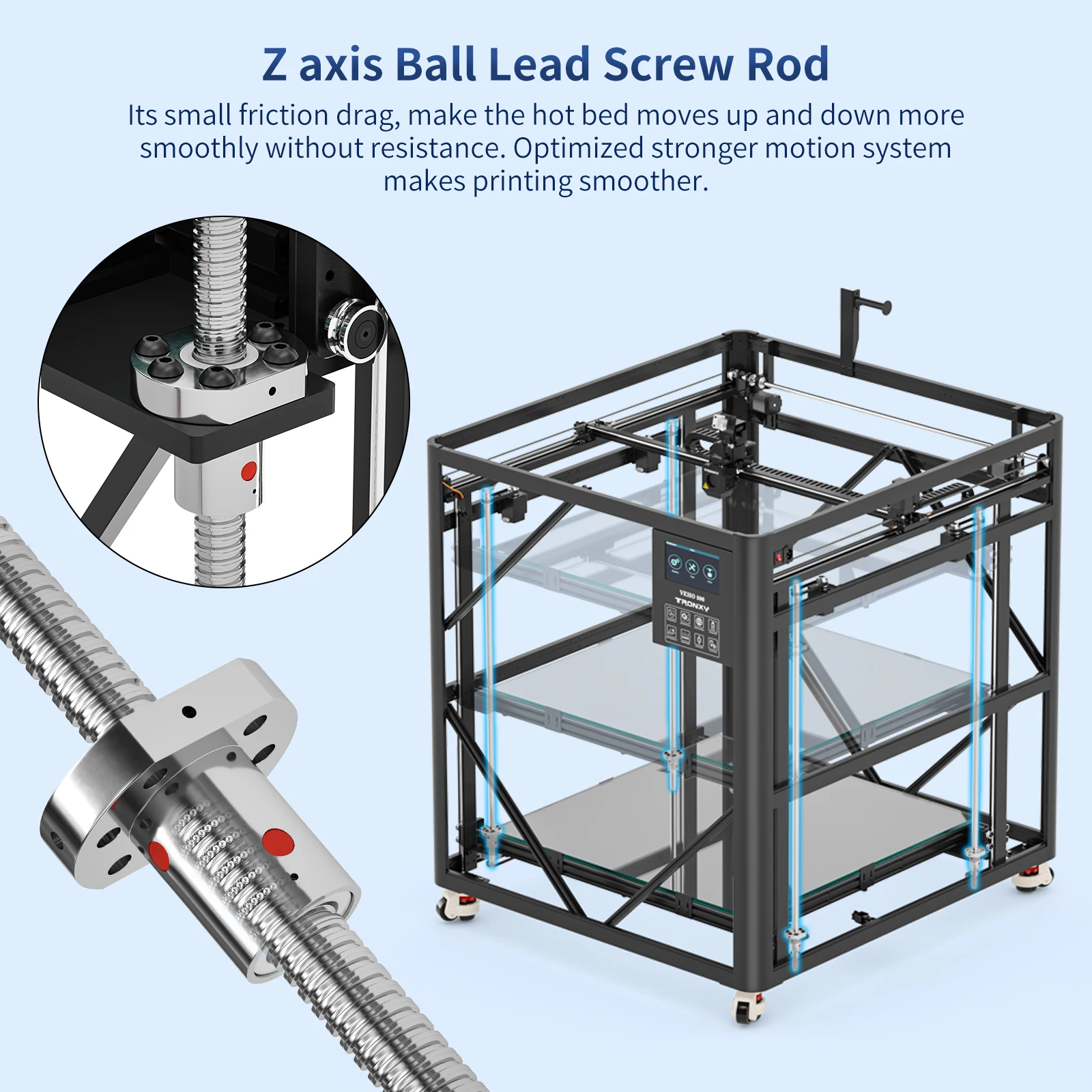 VEHO 800 Top sale auto leveling impresora 3d printing machine Dual extruder metal guide axis for large size 3d printing