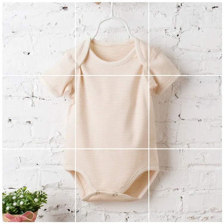
Customized OEM Organic Cotton Newborn Baby Clothes Blank color Yarn Dye Striped Baby Romper 