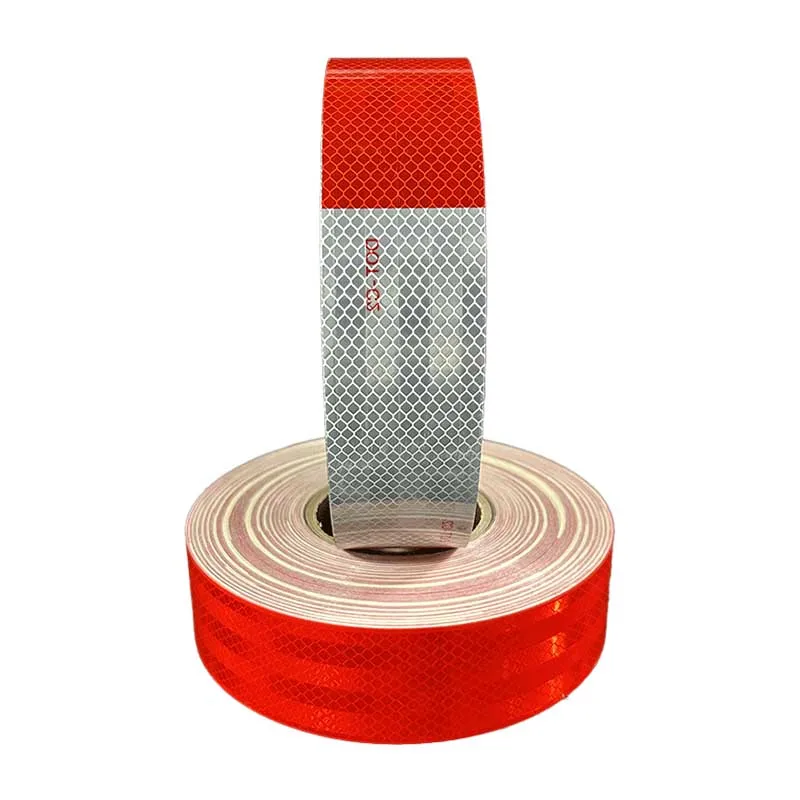 Customized White And Red Edge Sealed Car AccessoriesSelf Adhesive Vehicle Retro Reflective Sticker DOT-C2 Conspocuity Tape