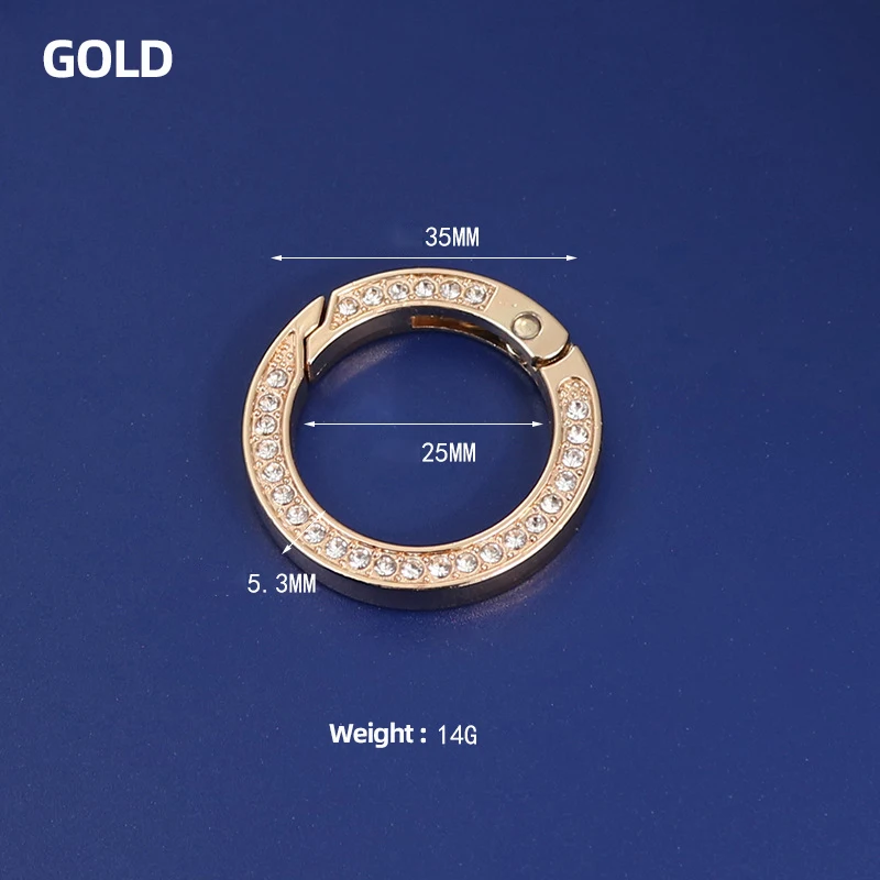 Top Quality Shiny Bright Finish Metal Spring Rings Round Snap Ring Diamond Bling Metal Open Gate Circles Wholesale