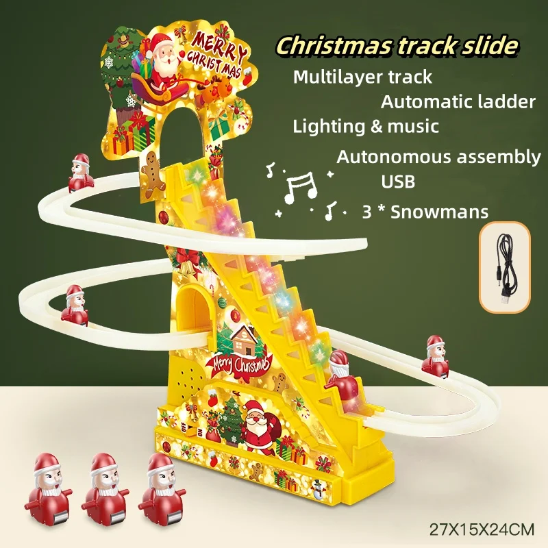 Christmas track slide stairs toys Plastic Game Set Race Electric Slide Track Toys Game